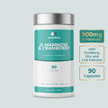 D-Mannose & Cranberry pot with cranberry, zinc and live cultures callouts