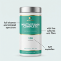 Multivitamin Complete pot with full spectrum, live cultures and fibre callouts