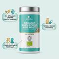 Organic Wholefood Kids pot with organic greens, whole-food vitamins, child-suitable callouts